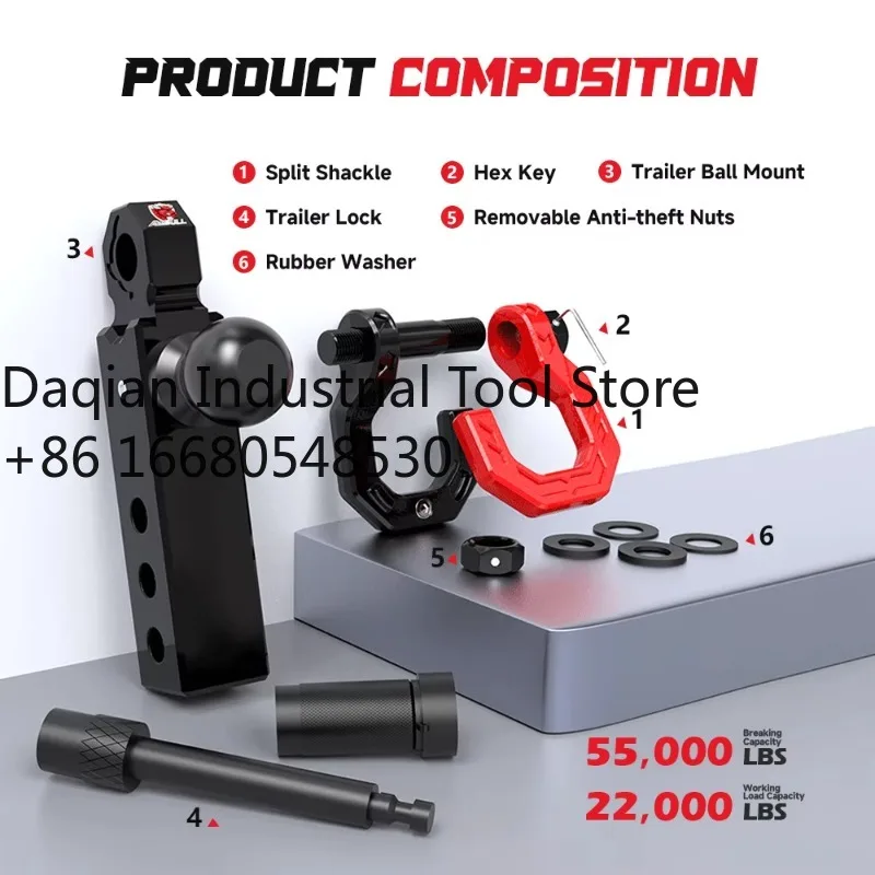 

5uiAmbull Off Road Accessories Car Towing Hitch Heavy Trailer Towing Adjustable 2" Split Shackle Hitch Receiver