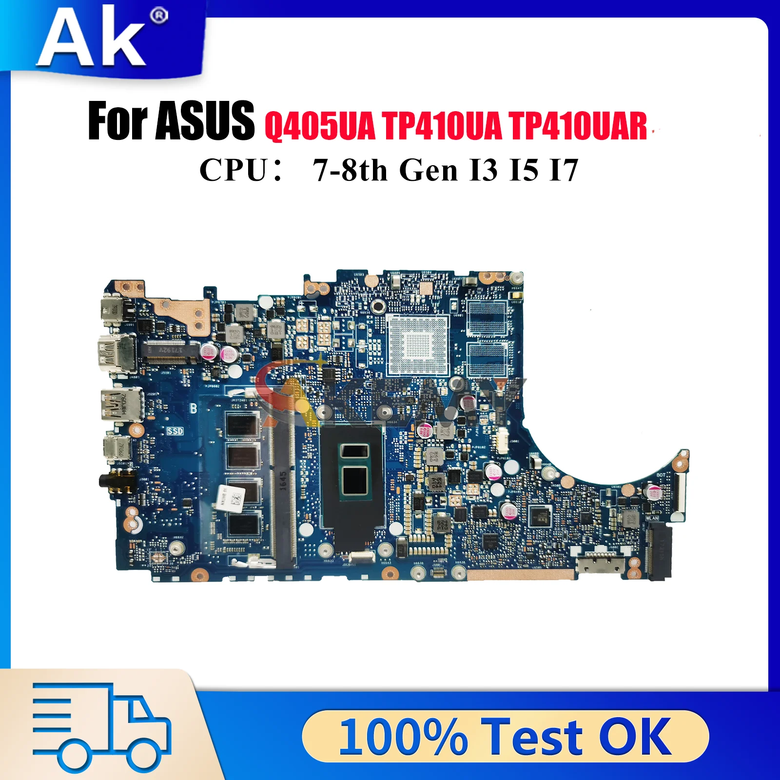 

TP410UA Laptop Motherboard For ASUS TP410URR Q405UA TP410UAR TP410UQ TP410UF TP410UR TP410U Mainboard With I3 I5 I7 CPU tests OK