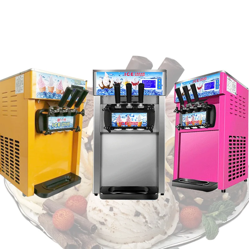 Commercial Desktop Desktop Ice Cream Machine Three-Flavors Ice Cream Machine Automatic Ice Cream Machine Soft Cone Machine