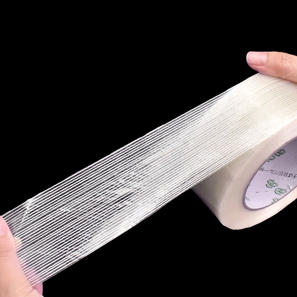 Strong Filament Transparent Striped Fiber Electrical Fixed Glass Steel Plate Strapping Model Sealing Tape 25M