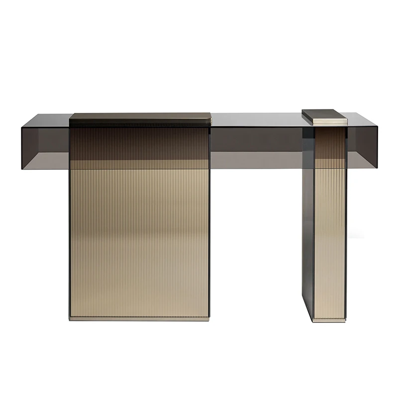 Light luxury entrance , living room against the wall, strip case, end view table, simple stainless steel entrance table, modern