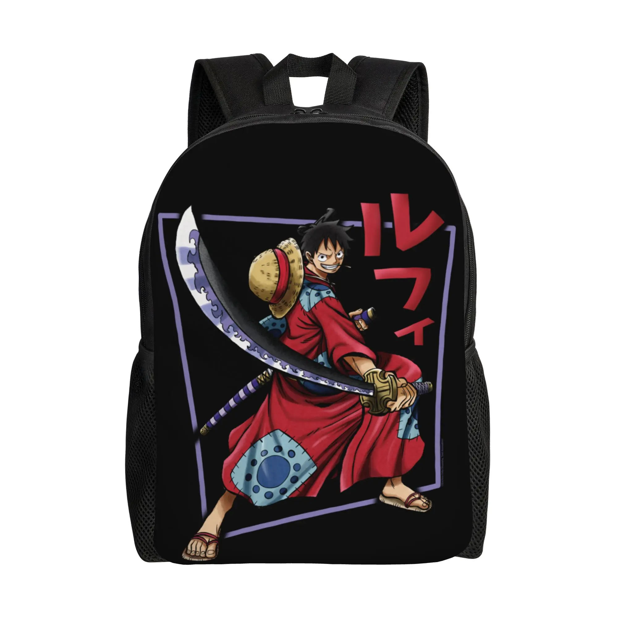 

backpacks One Piece Anime Luffy Wano Costume Illustration Long Daypack ita bag mochila Adjustable Strap Large Capacity Rucksack