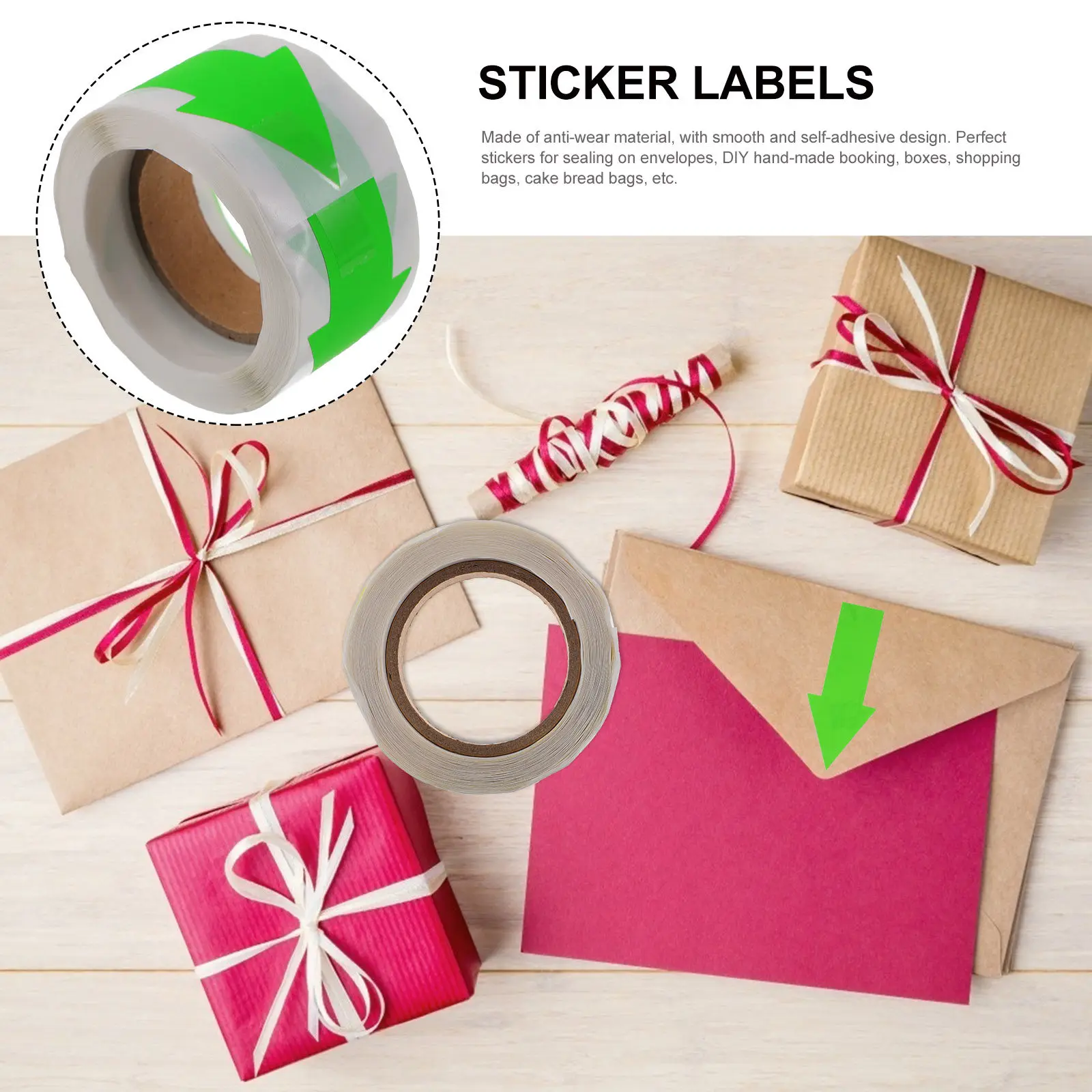 Fluorescent Arrow Sealing Stickers Roll – Waterproof Wear-Resistant Adhesive Labels for Gift Wrapping Envelope Decoration