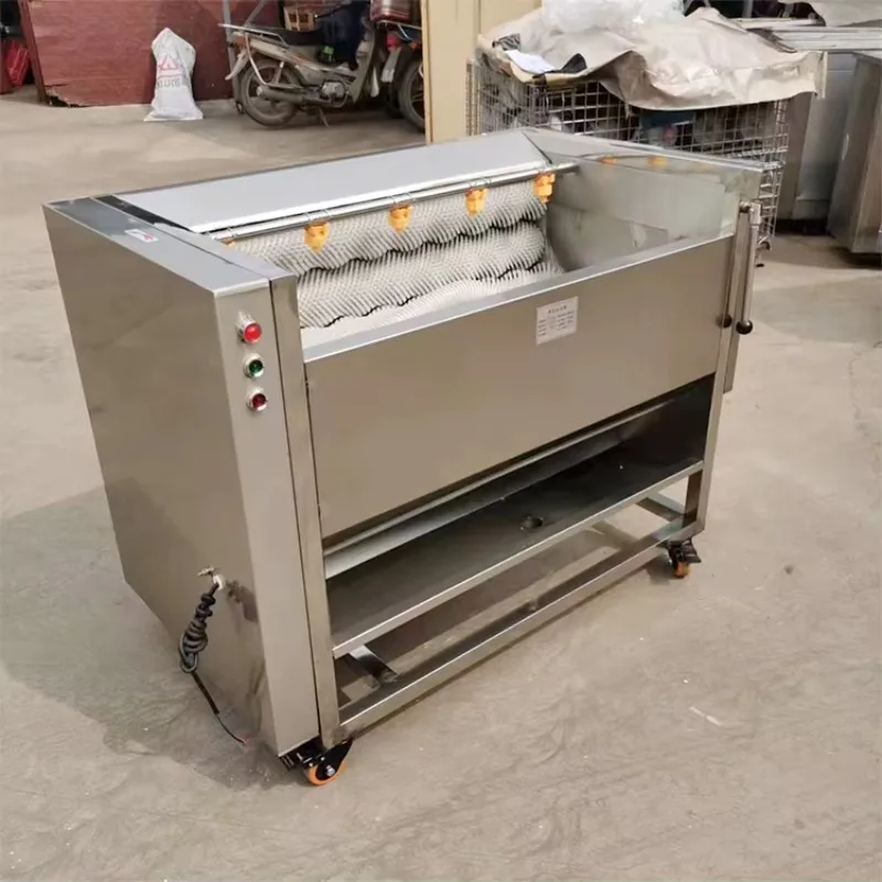 Industrial Fruit Carrot Orange Potato Garlic Brush Roller Washer Cleaning Washing and Peeler Machine