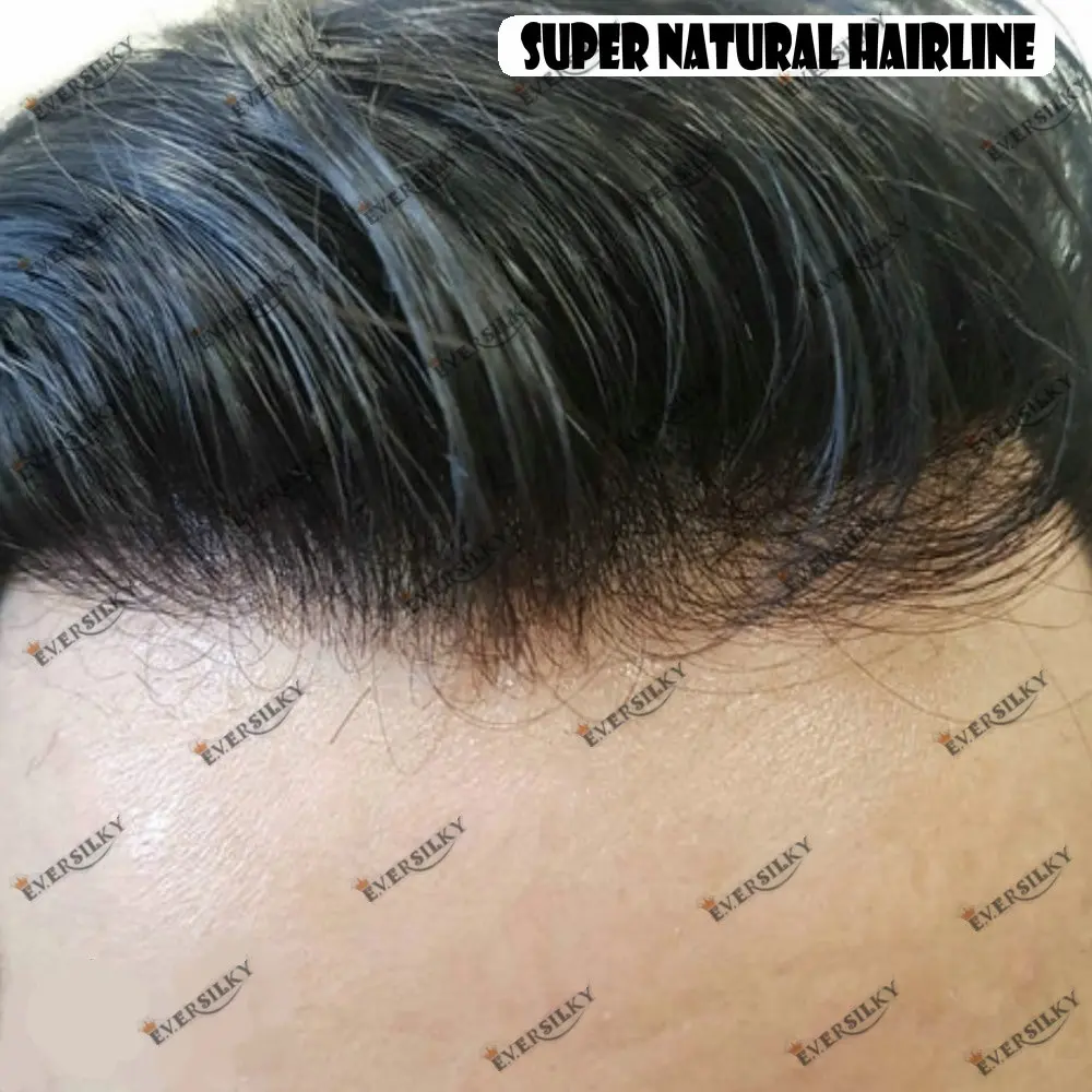 Natural Haireline 0.04-0.05mm Thin Skin Base Men Wig 100% Human Hair Men Toupee Durable Hair System Wig Men Capillary Prosthesis