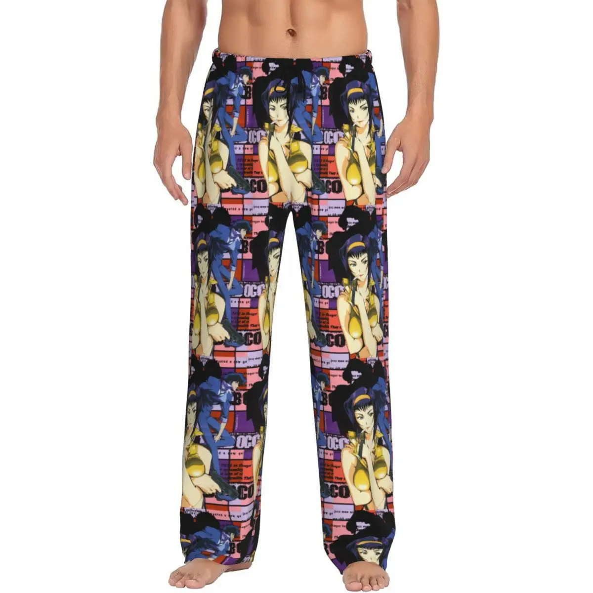 

Custom Men's Cowboy Bebop Anime Pajama Pants Printed Cartoon Manga Sleep Sleepwear Bottoms with Pockets