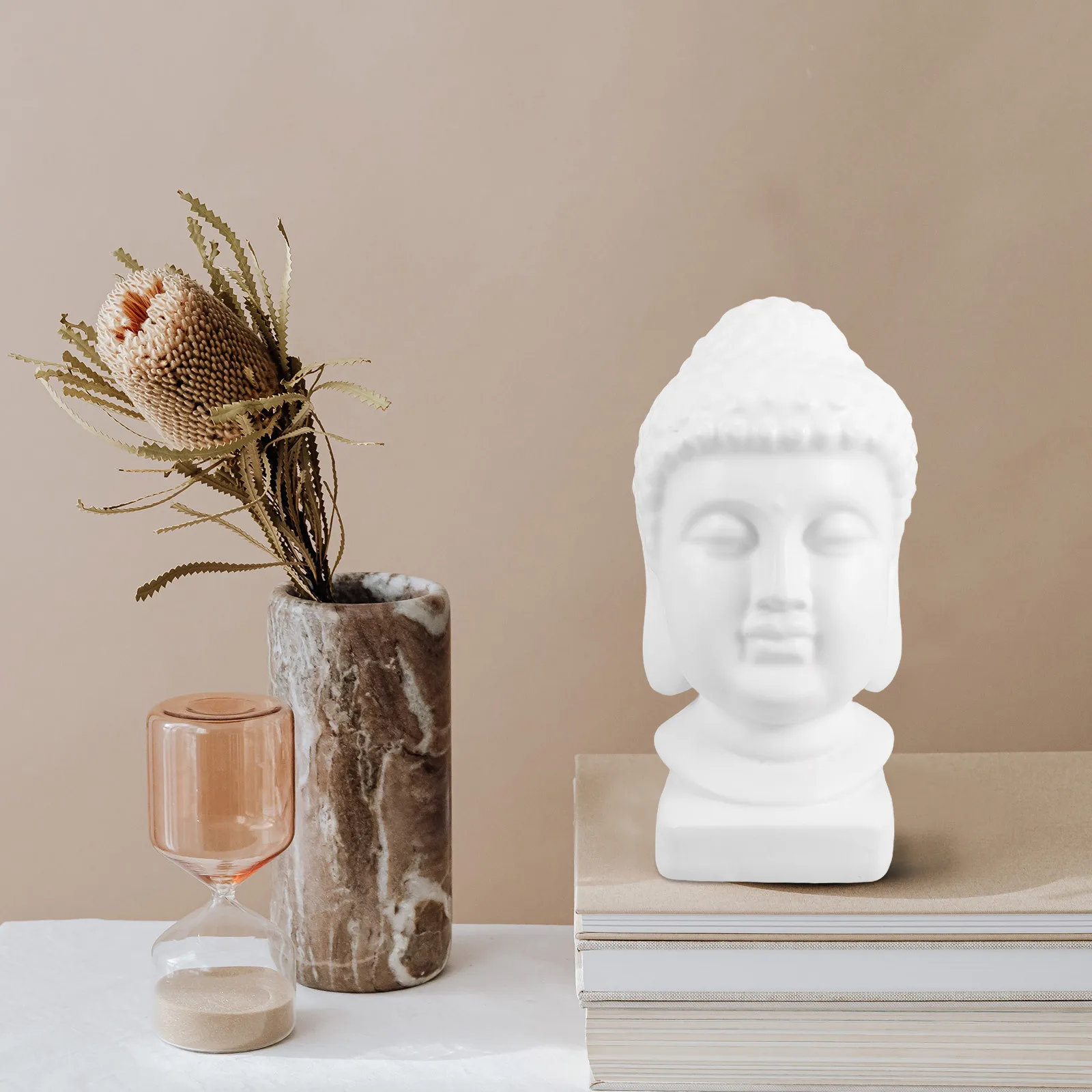 

Buddha Head Resin Sculpture Elegant Zen Decor for Meditation Room Living Room Home Spiritual Buddha Art Statue Decor