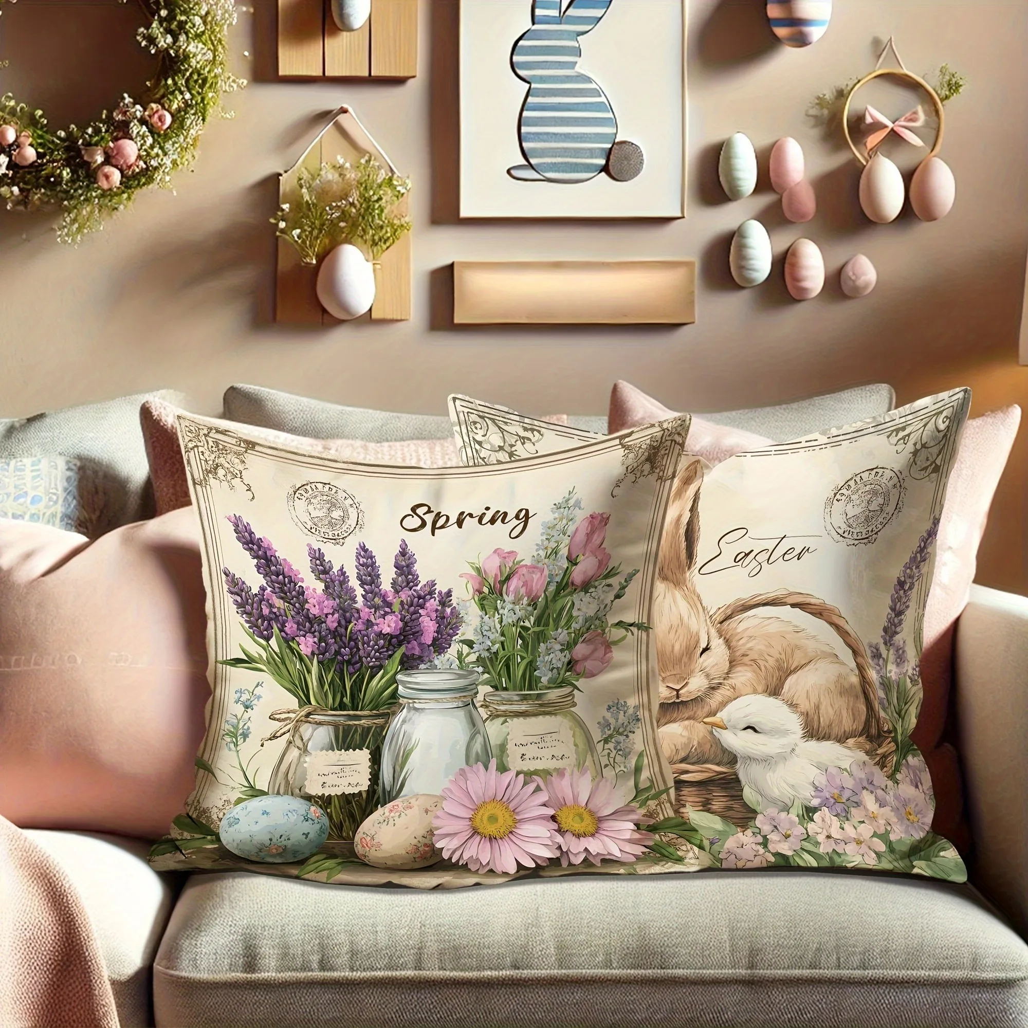 كيس وسادة مكون من 4 قطع، طباعة أحادية الجانب ثنائي الأبعاد، مناسب لأنواع الغرف والمكان المختلفة. #3