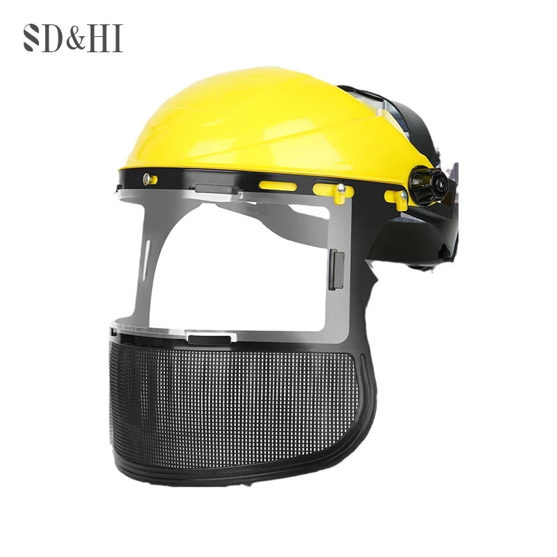 1PC New Garden Grass Trimmer Safety Helmet Hat With Full Face Mesh Protective Mask For Logging Brush Cutter Forestry Protection