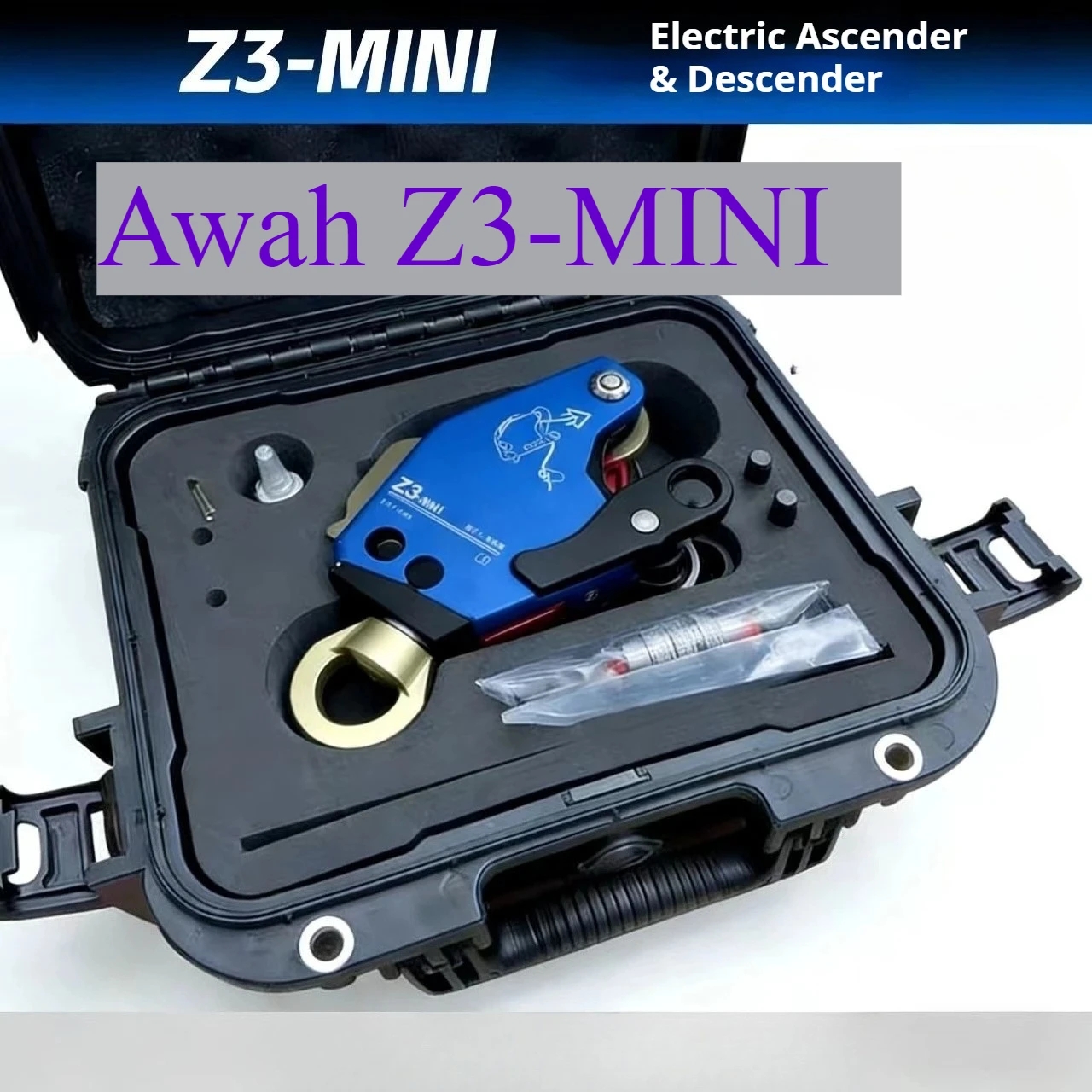 Z3-MINI Blue new Ascent Descent Device Lift Descender with Universal Joint for 5kg-100kg Wokring Load Aerial Work/Climb