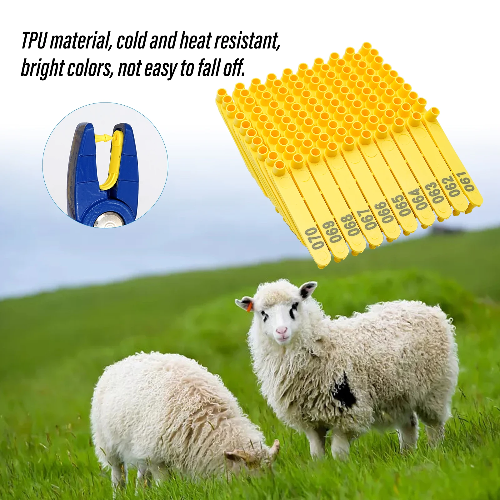 100pcs Sheep Ear Tags Livestock Animal Ear Tag Pliers Dog Rabbits Nylon Material Sheep Laser Ear Tag digital 001-100