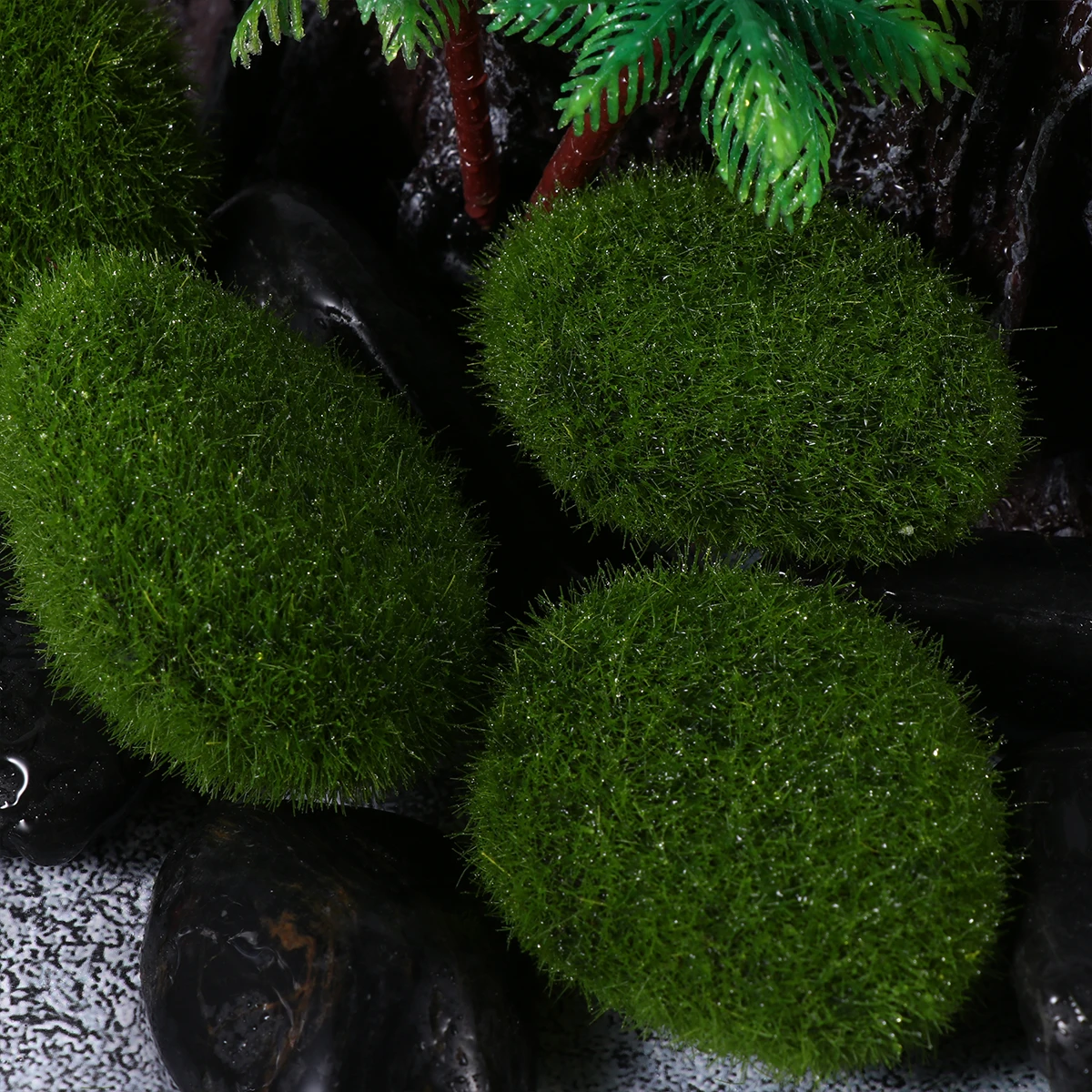

20pcs Simulation Moss Stone Realistic Artificial Plant Decor For Terrarium Aquarium Jar Home Office Party Moss Ball Craft Stone