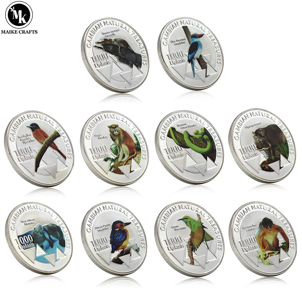 

African Gambia Rare Animal Commemorative Coin 1000 Dalasis Wildlife Challenge Coin Collectibles Souvenir Gift