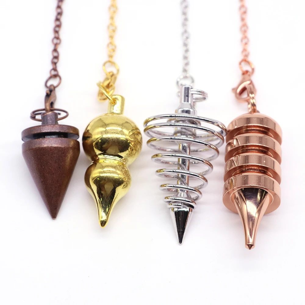 Metal Pendulum for Dowsing Divination Pendulos Spiral Cone Gold Color Copper Radiesthesia Pendulums Healing Pendule Wholesale