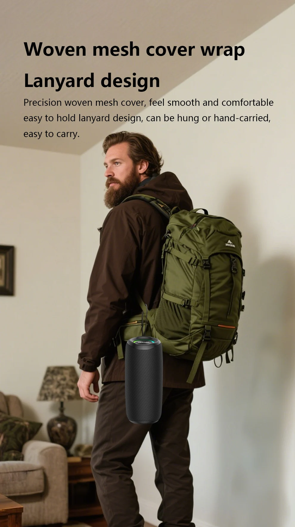 ZEALOT-MP2 Tragbarer kabelloser Lautsprecher, 20W, Bluetooth 5.4, Outdoor-Camping-Lautsprecher, wasserdichter Lautsprecher, 15 Stunden Wiedergabezeit – Detail 14