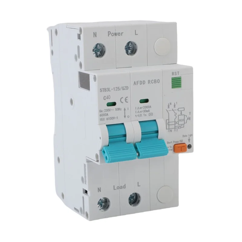 AFDD Arc Fault Protector Device 2P RCBO RCCB Circuit Breaker Interrupted Overload Earth Leakage Short Circuit Protecting 40A/63A