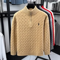 Heshi Brand Fashion American 2025 Vintage Stand Collar Zipper Embroidery Sweater Fried Dough Twists 3D Autumn Winter Knitwear - Image 6