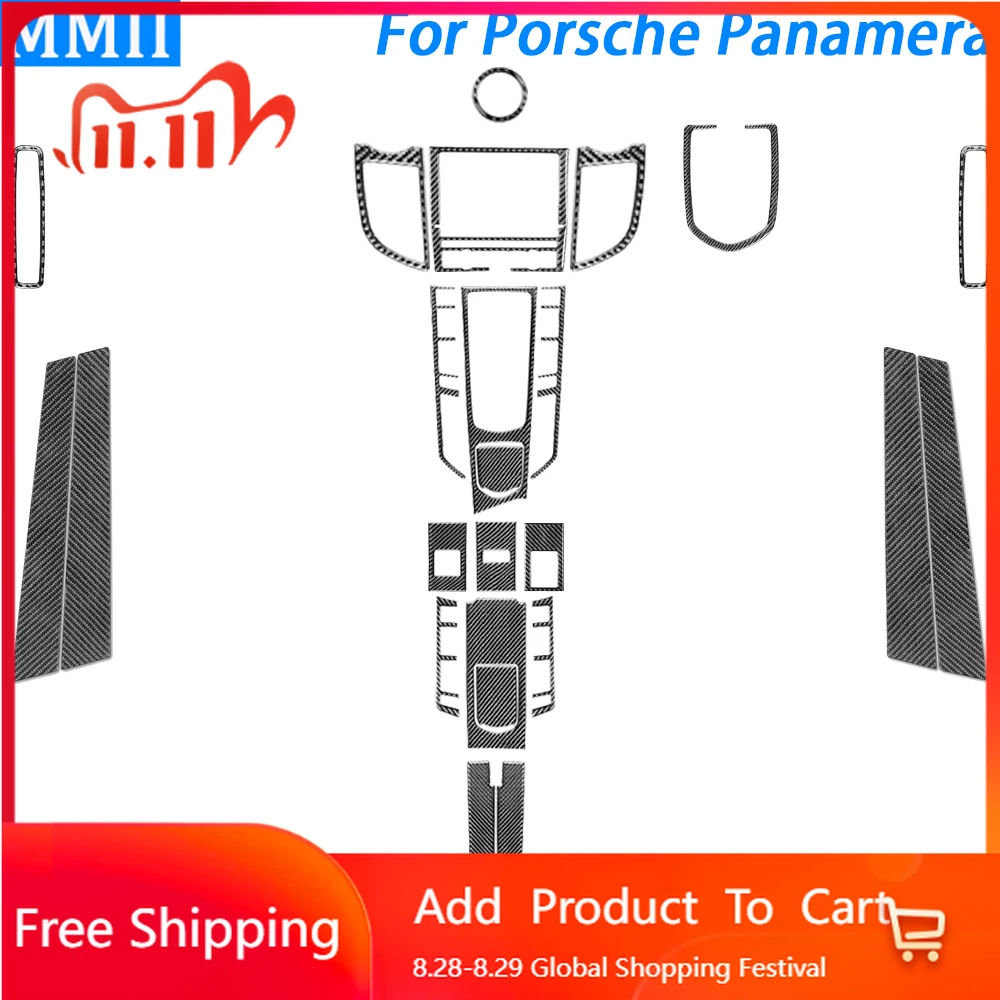 

Внутренние наклейки для Porsche Panamera 2010-2016, углеродное волокно, воздуховыпускное отверстие, регулировка сиденья, подлокотник, центральная мультимедийная панель, комплект автомобиля