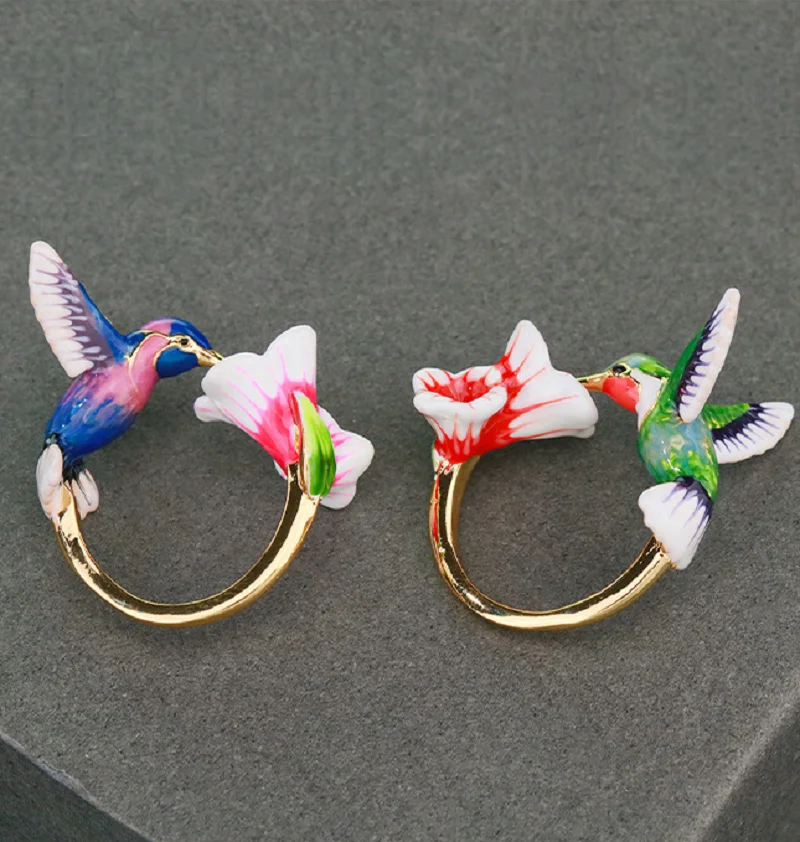 Girl's Hummingbird with Enamel Free Size Jewelry