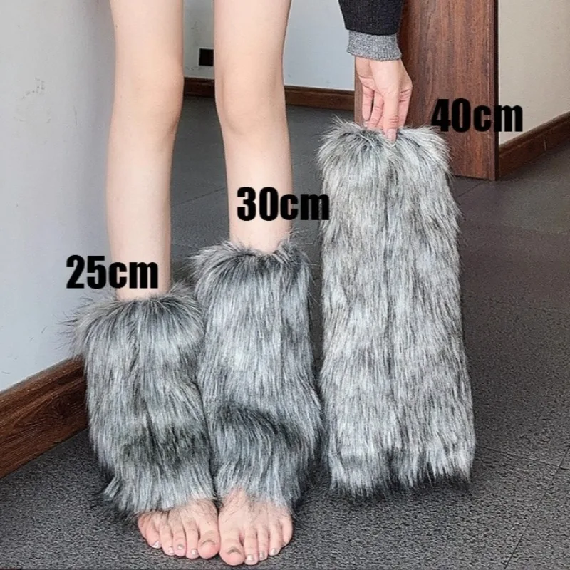 

Плюшевые гетры в стиле вестерн, модные гетры из искусственного меха с кожаными акцентами, разноцветные носки в стиле хип-хоп для косплея для женщин, зимние