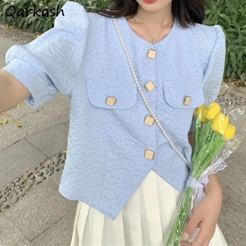 Shirts for Women Solid Button Tender Ladies Design Summer All-match Camisas Mujer Korean Style Fashion Classic Young Ins Simple