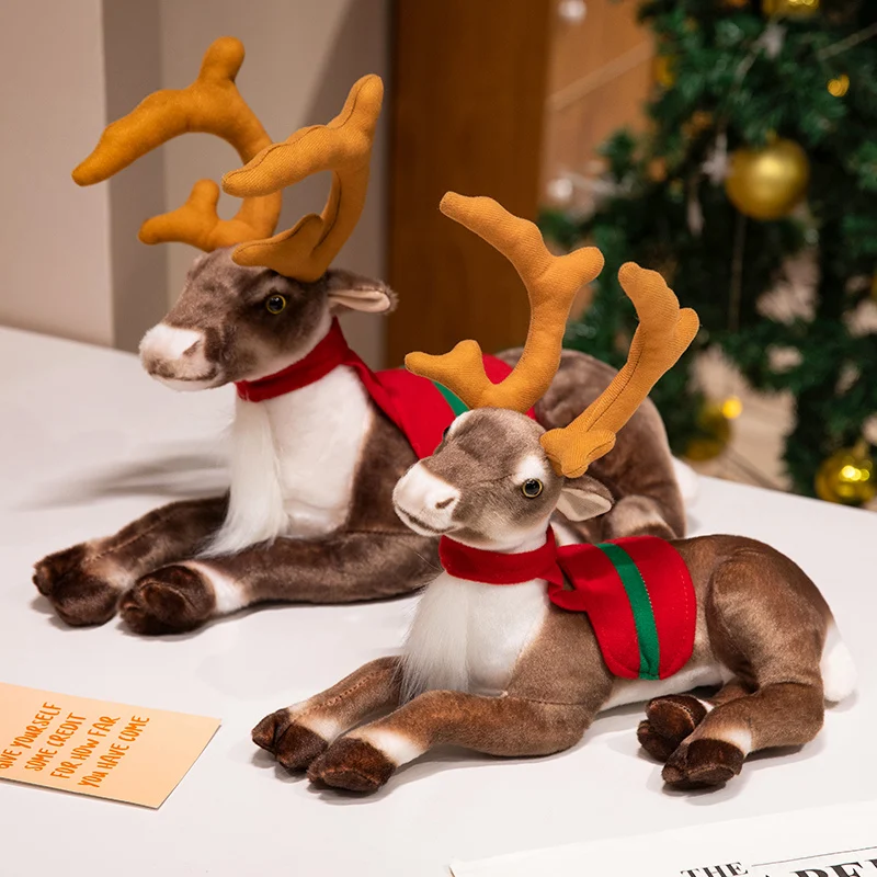 Simulation Reindeer Plush Toy Christmas Deer Doll Xmas Elk Toy Christmas Decorations Merry Christmas New Year Best Gift for Kids