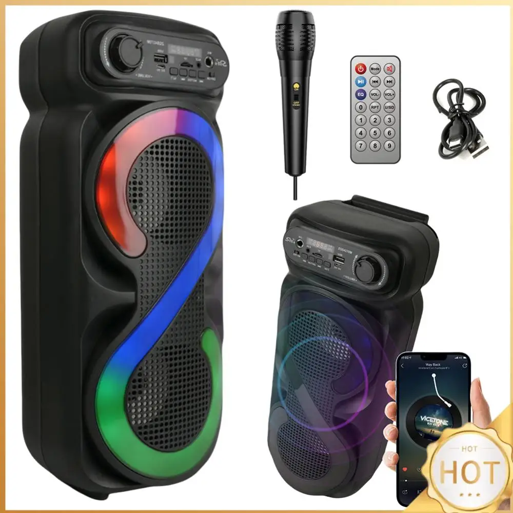 Bluetooth-Compatible Speaker Karaoke Speaker USB/TF Portable Boombox Remote Control Outdoor Speaker High Volume for Home Travel