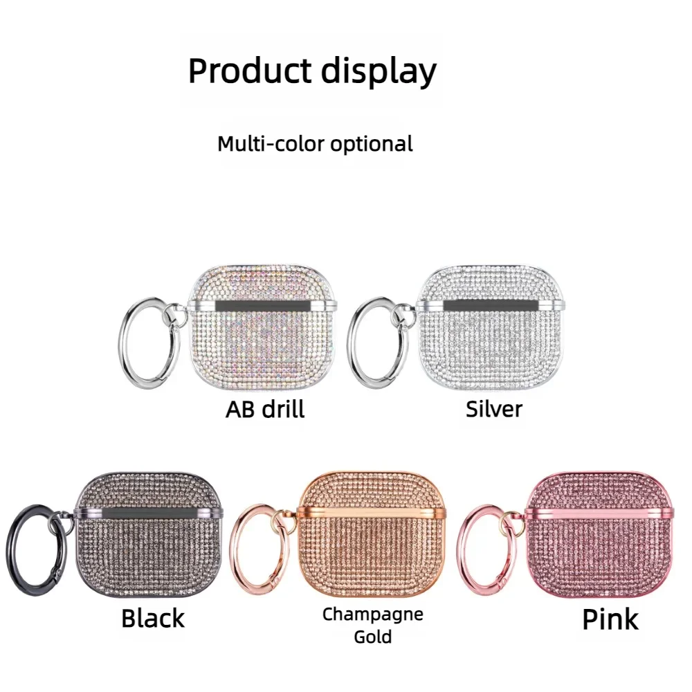 Case for Apple AirPods 1 2 Pro 3rd Generation Case Glitter Jewelled with Ring Strap Fundas Earpods Cover for AirPods Pro 3 Case