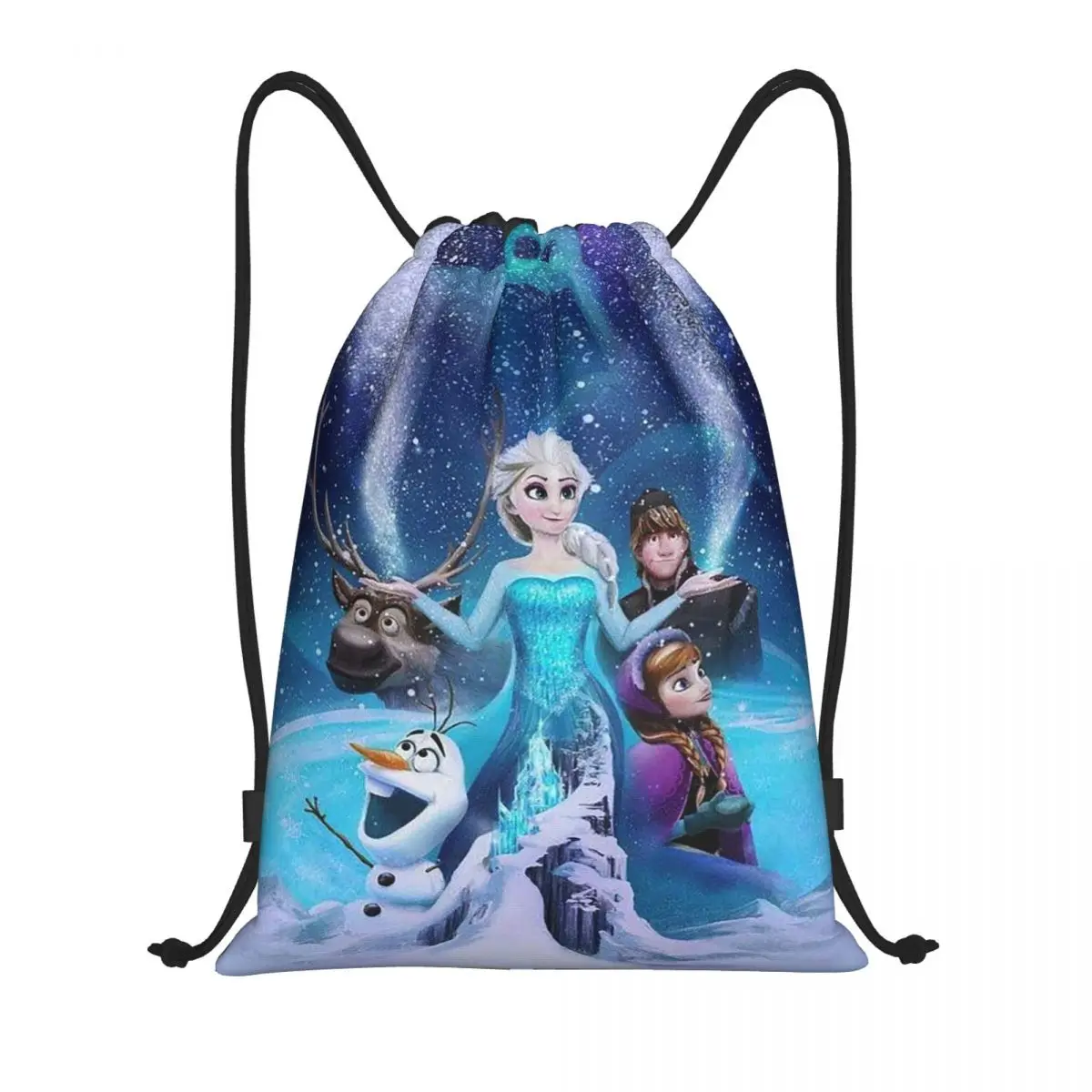 Custom Cartoon Frozen Princess Drawstring Backpack Sports Gym Bag for Men Women Animated Movie Training Sackpack