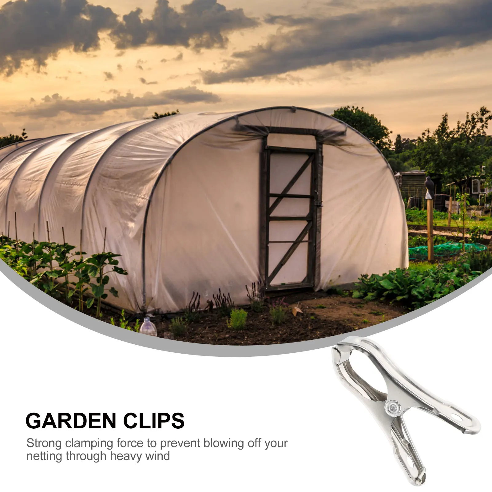 

20pcs Garden Clips Shading Net Cloth Fixing Greenhouse Clamps Stainless Steel Durable Strong Grip Spring Action Long Use