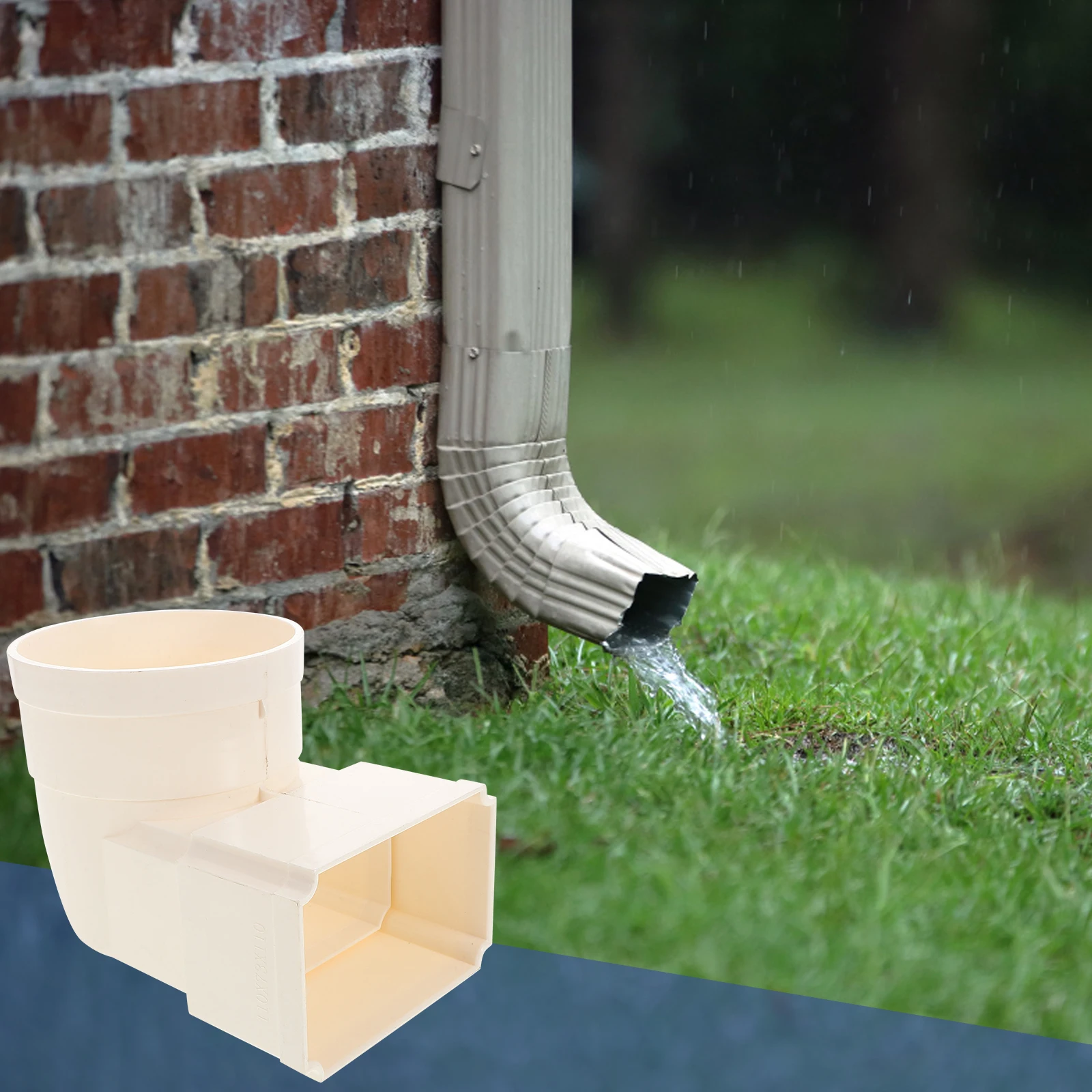 مربع مزراب المطر ماسورة التصريف PVC الكوع موصل حل الصرف متعدد الأغراض للمنزل الخارجي نظام تجميع مياه الأمطار #6