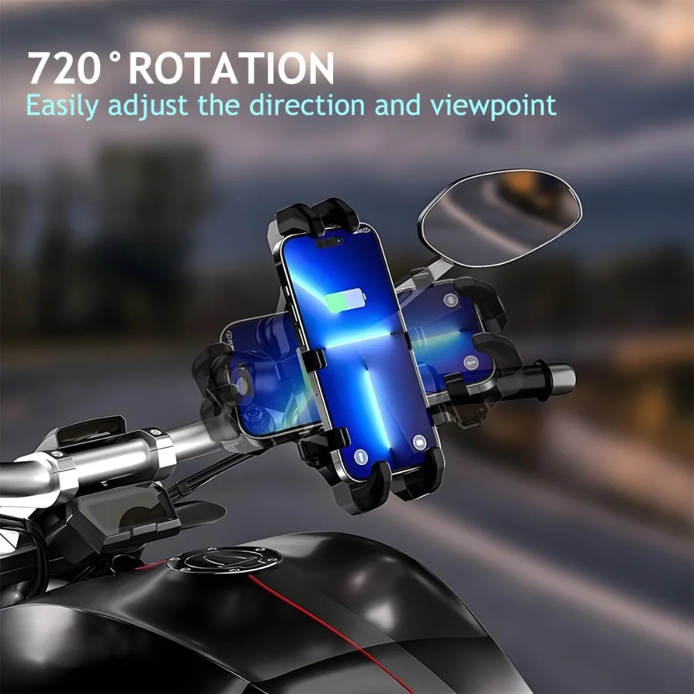 Motorcycle Phone Mount Holder 360° Adjustable Anti-Theft with Vibration Dampener Suitable for 5.1