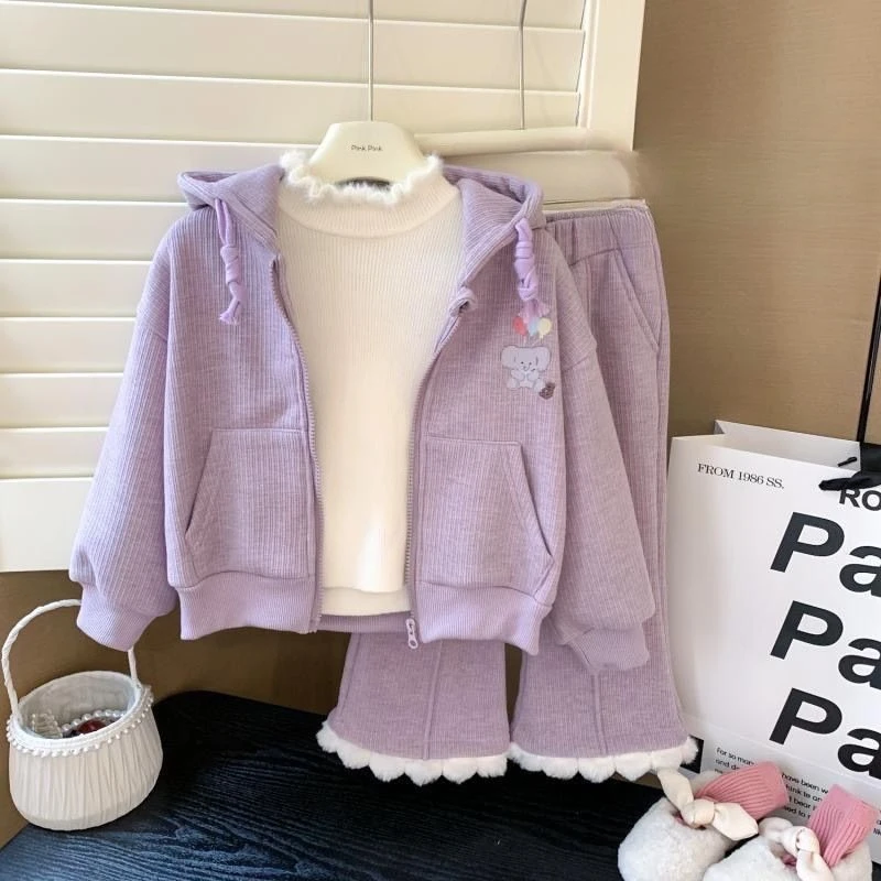 Mädchen Herbst 2-Teiliges Set – Niedliche Kapuzenjacke mit Spitzenbesatz & Freizeithose für Frühling Herbst Kleinkind Mädchenkleidung – Detail 2
