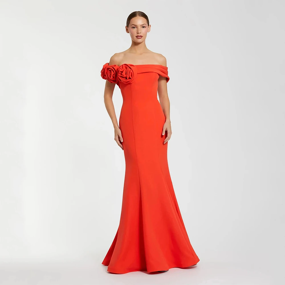 

Women's Wedding Guest Dresses Mermaid Off the Shoulder Flowers 2025 Formal Evening Gown Long Trumpet Sleeveless Bridesmaid Dress