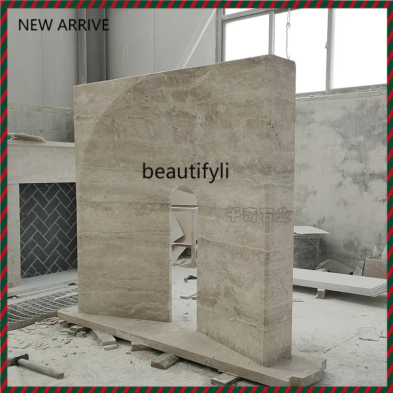 

KK32 Natural marble fireplace stone carving European travertine fireplace French retro simple decorative ornament
