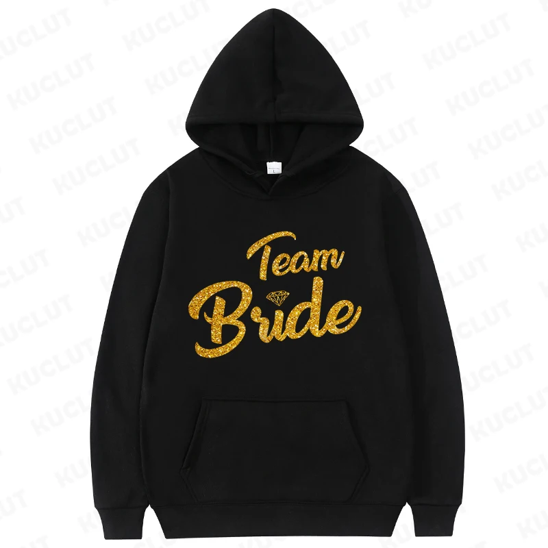 Team Bride Print Women Hoodie Street Fashion Sweatshirt Fleece Ladies Casual Funny Wedding Hoodie Bridal Party Odzież damska