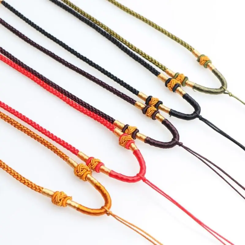 A52E Braided Cord Necklace Peace Symbol Pendant Necklace Bead Adjustable Cord Chain - zdjęcie 1
