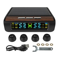 Wireless Solar TPMS LCD Car Tire Pressure Monitoring System with 4 External Sensors Solar Automatic Alarm