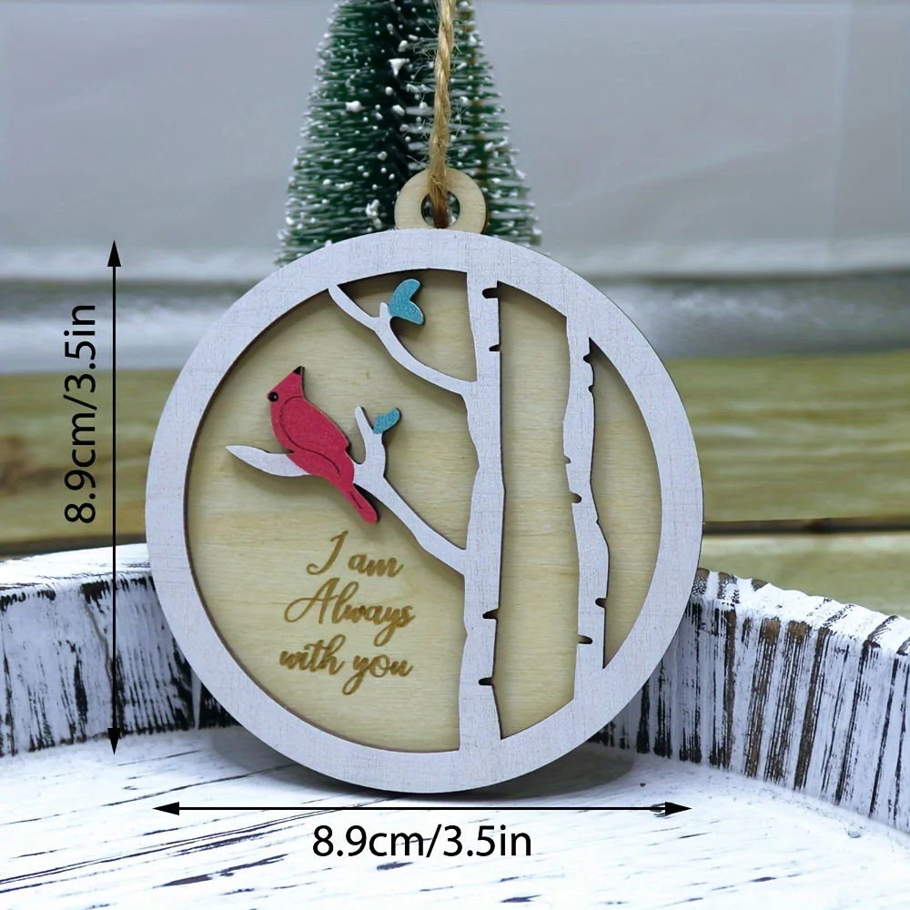 Eternal Love Red Sparrow Handcrafted Wooden Birds Ornament With String Christmas Pendant Decoration For Seasonal Decoration