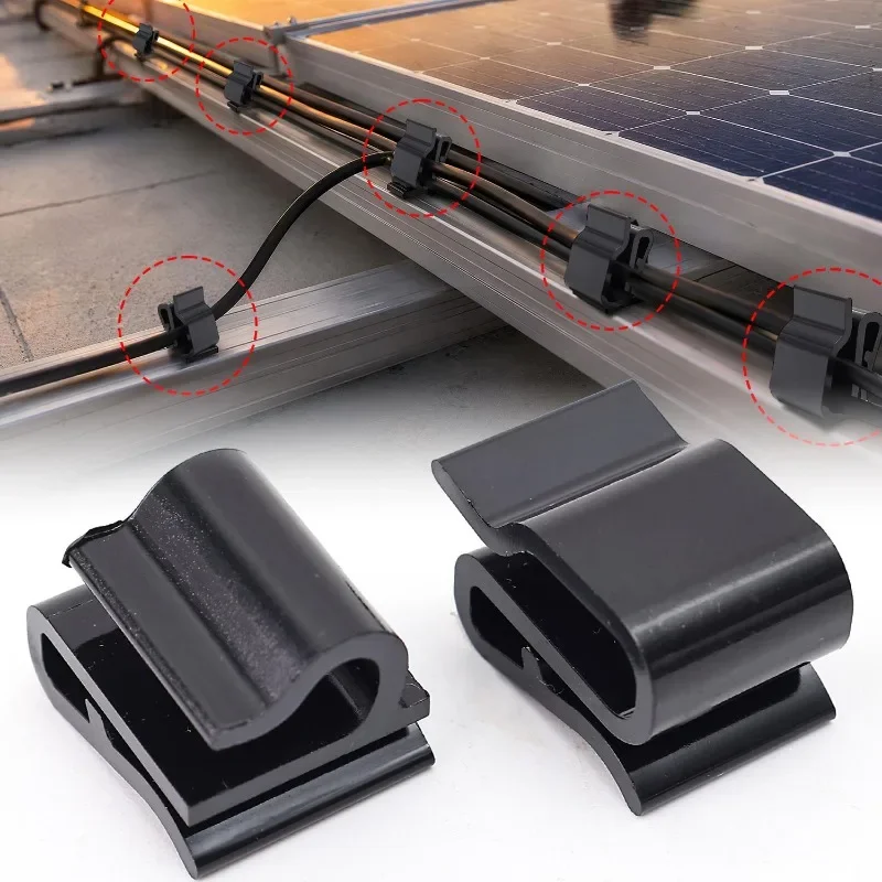 30/5PCS Plastic Cable Clips Solar Panel Wire Clamp PV Black Photovoltaic Management Organizers Insulation Fastener Holder Clips