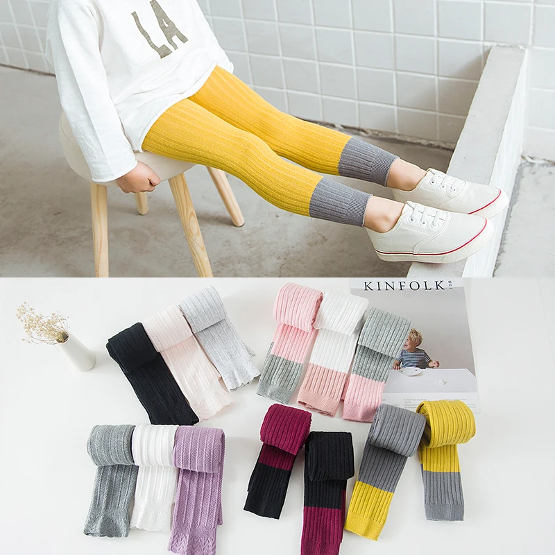 New Candy Colors Pantyhose for Girls Baby Tights Mini Stripe Tights Children's Dancing Cotton Pantyhose Stocking 1-8 Years Old