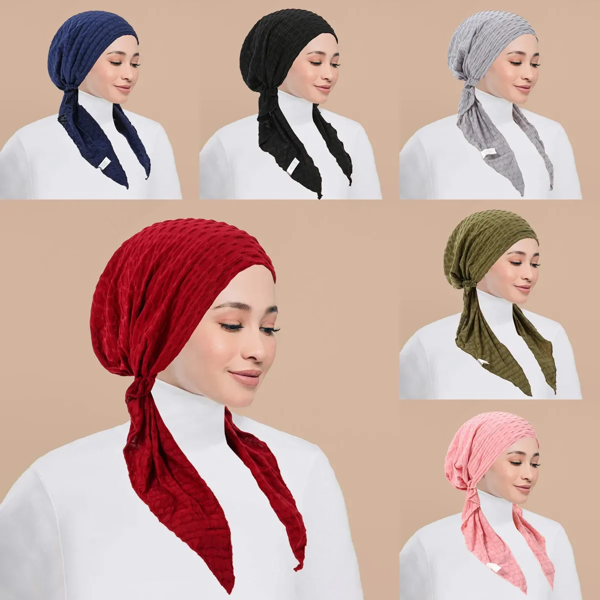 2025 Fashion Muslim Headscarf Hat Inner Hijab Chemo Caps Solid Color Turban for Women Bonnet India Headwrap Pre-Tied Headwear