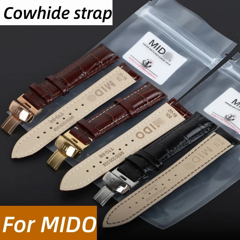 Cow leather watchband for MIDO baroncelli ocean star Commander Multifort M005 M024 Cowhide Watch strap 20mm 21mm 22mm Bracelet