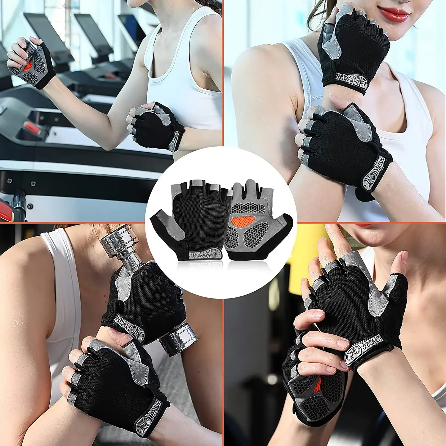 WePackage-Gants de gymnastique coordonnants pour hommes et femmes, gants de levage d'haltères, gants de fitness, gants d'entraînement, gants de cyclisme sans doigts respirants