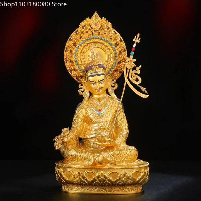 28cm Exquisite Brass Copper gilt Padmasambhava buddha statue Tibet buddhism Guru Rinpoche 