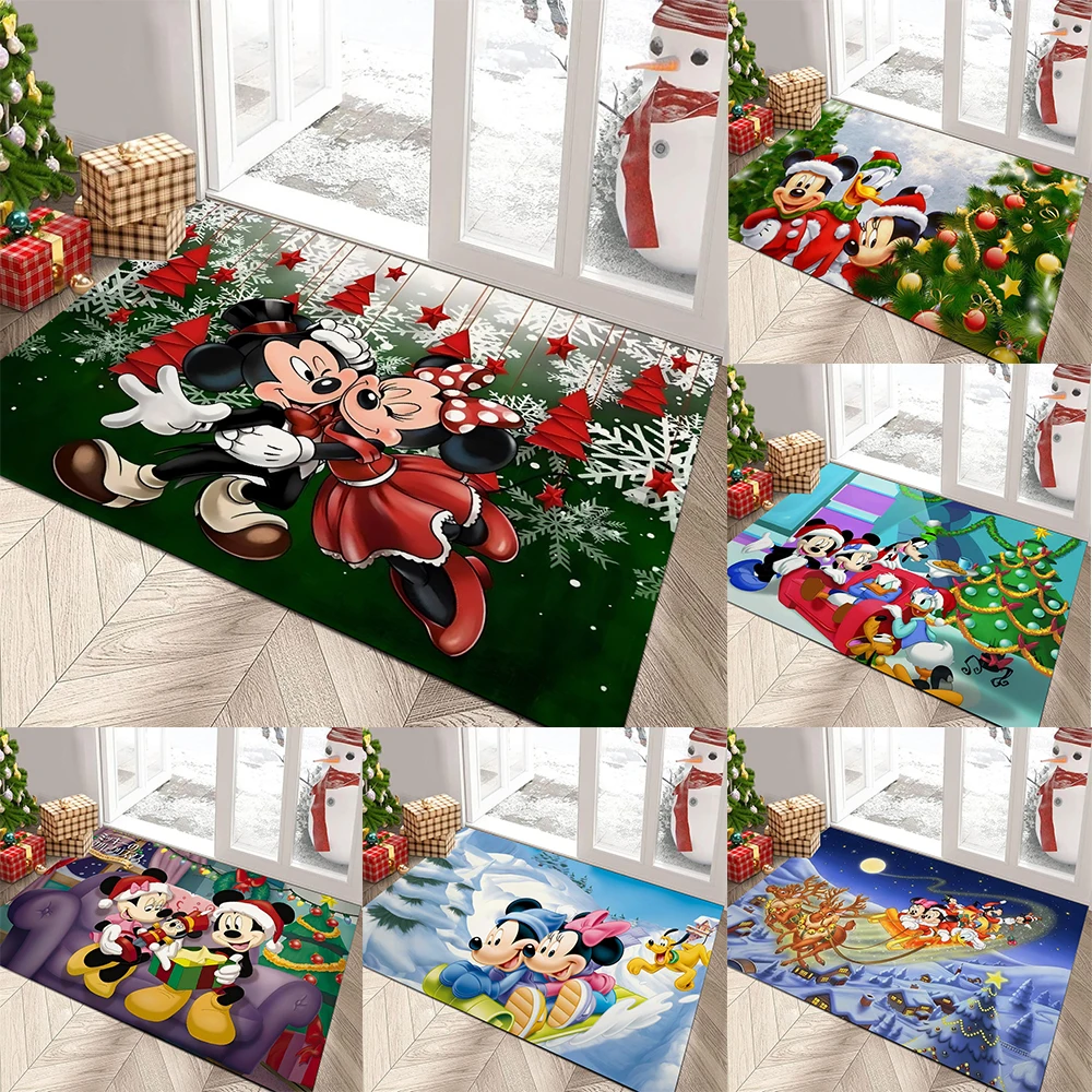 MINISO Disney Navidad Mickey Minnie tapetes de puerta alfombra de entrada alfombra antideslizante para el hogar Oficina lavable cocina felpudos de baño