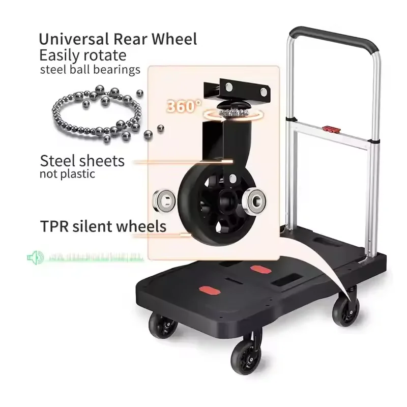 Capacity Handling Tools Platform Hand Truck Portable Trolly  Fully Folded Compact Push Cart  Heavy Duty Dolly Practical