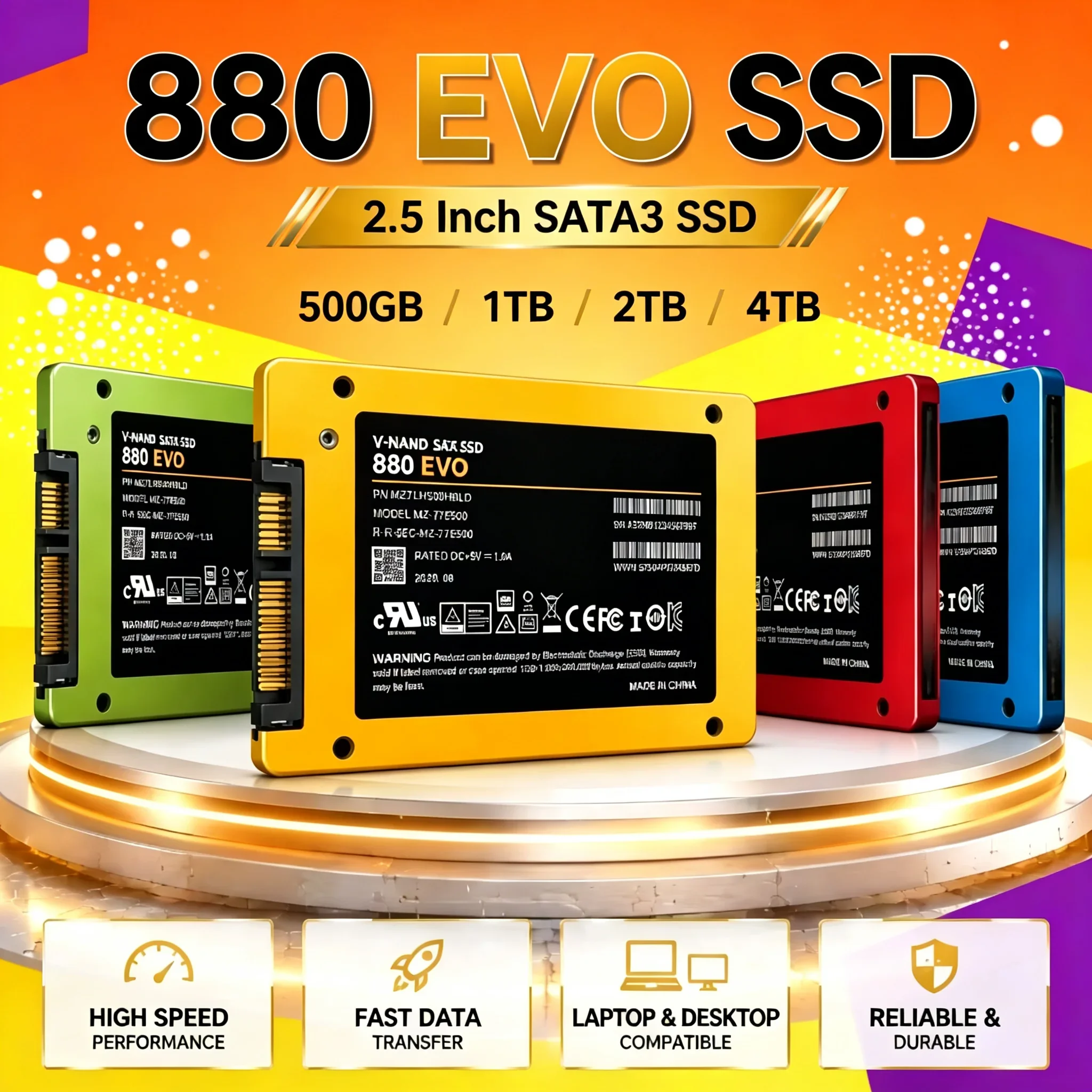 Original  2.5 Inch SATA3 SSD Internal 880 EVO Solid State Drive 500GB 1TB 2TB 4TB Hard Disk Solid State Drive for Laptop Desktop