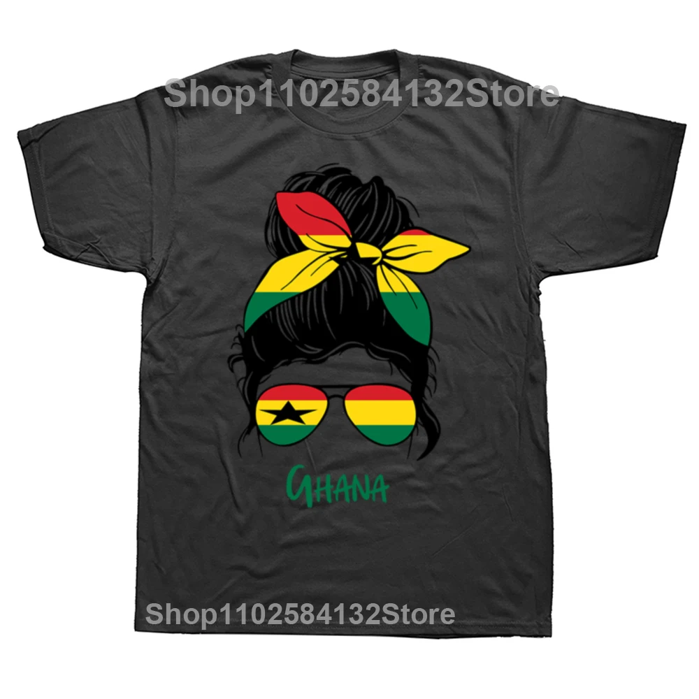 Ghana Ghanaian Girl Woman Flag Mens T-Shirt Print Graphic T Shirts Summer Hip Hop Tees Short Sleeve Harajuku Mens Clothes