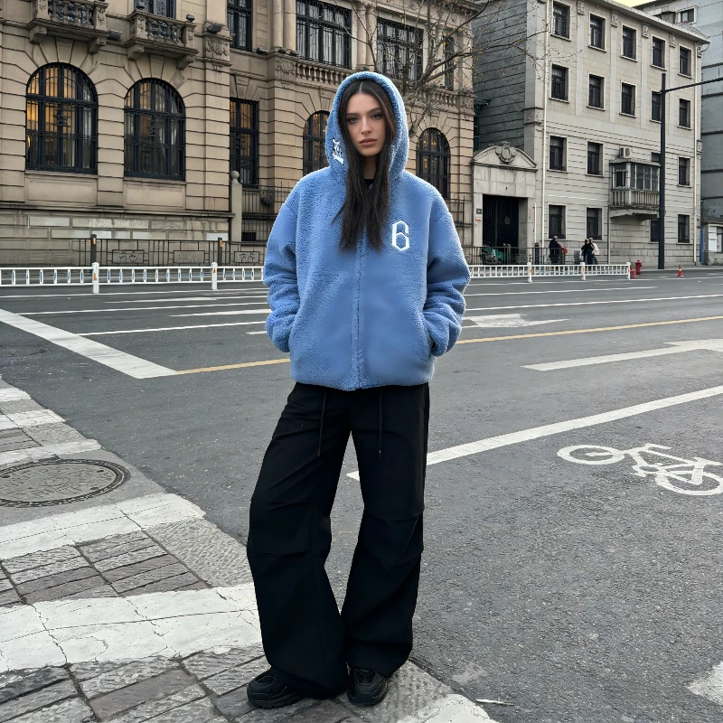 Zipper American High Street Texture Sweatshirt Super Big Brother Special Style Men's and Women's Solid Color Retro Hoodie